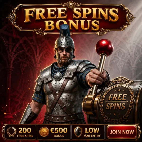 Legiano Centurion tahá páku slotového automatu u Welcome Free Spins on Popular Slots casino