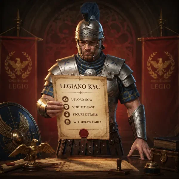 Legiano centurion ověřující dokumenty hráče pro bezpečný proces KYC